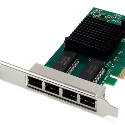 DIGITUS Scheda di rete Gigabit Ethernet a 4 porte, RJ45, PCI Express, Intel I350