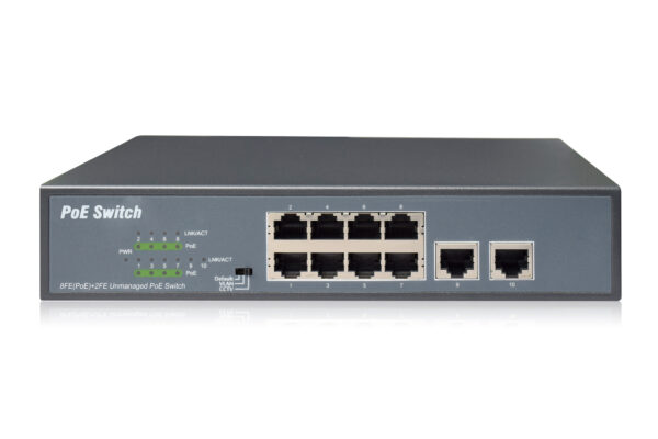 SWITCH 8 PORTE FAST ETHERNET POE 120 WATT CON 2 PORTE UPLINK