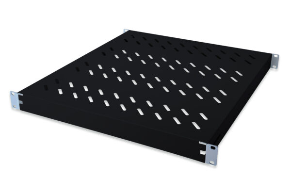 RIPIANO PER ARMADI RACK 19" AGGANCI MONTANTI ANTERIORI E POSTERIORI PROFONDITA' REGOLABILE 350-550 MM COLORE NERO