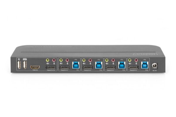DIGITUS Switch KVM, 4 porte, 4K60Hz, 4 x DP in, 1 x DP/HDMI out
