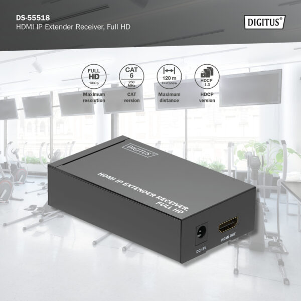 DIGITUS Ricevitore extender HDMI IP, Full HD per DS55517