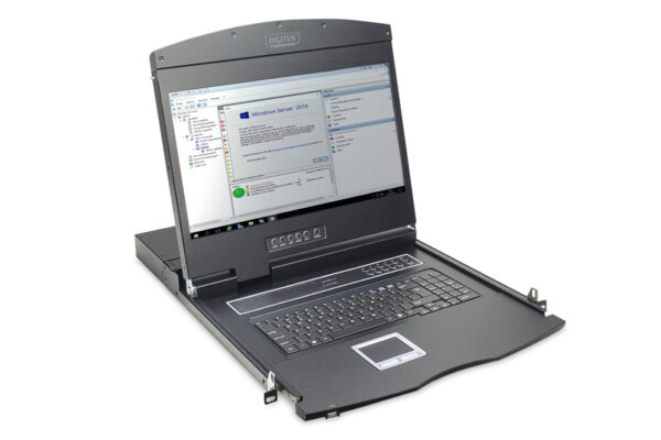 CONSOLE MODULARE PER RACK 19" TFT  CON SWITCH KVM 16 PORTE TASTIERA ITALIANA