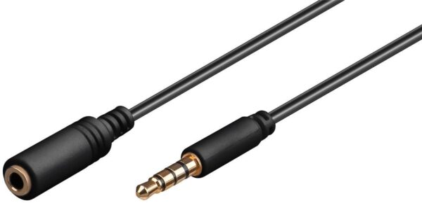 CAVO PROLUNGA AUDIO 3,5 MM 4 POLI MASCHIO/FEMMINA PROLUNGA PER CUFFIE/MICROFONO SU SMARTPHONE MT 1 NERO