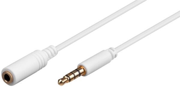 CAVO PROLUNGA AUDIO 3,5 MM 4 POLI MASCHIO/FEMMINA PROLUNGA PER CUFFIE/MICROFONO SU SMARTPHONE MT 3 BIANCO