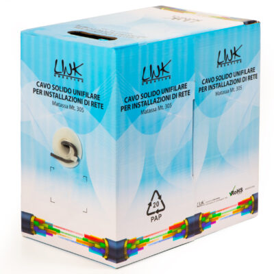 CAVO SOLIDO UTP PER RETI CATEGORIA 5E AWG24 MATERIALE CCA MATASSA MT 305 CLASSE CPR ECA