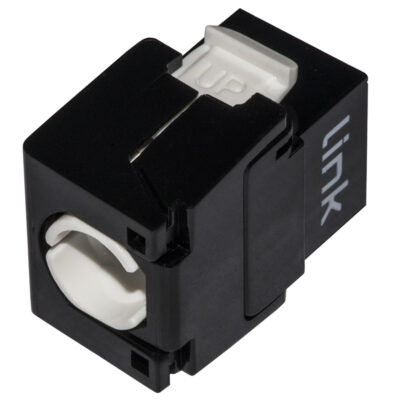 PRESA RETE KEYSTONE JACK RJ45 CATEGORIA 5E UTP TOOLESS COLORE NERO 180° CONTATTI DORATI 50 MICRON