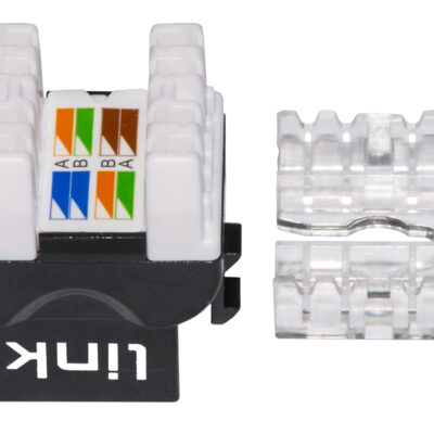 PRESA RETE KEYSTONE JACK RJ45 CATEGORIA 6 UTP COLORE NERO 180° CONTATTI DORATI 50 MICRON