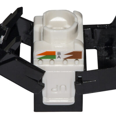 PRESA RETE KEYSTONE JACK RJ45 CATEGORIA 6 UTP TOOLESS COLORE NERO 180° CONTATTI DORATI 50 MICRON