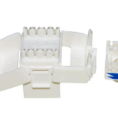 PRESA RETE KEYSTONE JACK RJ45 CATEGORIA 6 UTP TOOLESS COLORE BIANCO 180° CONTATTI DORATI 50 MICRON