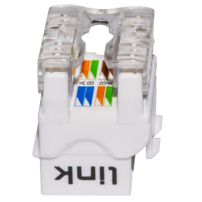 PRESA RETE KEYSTONE JACK RJ45 CATEGORIA 6 UTP COLORE BIANCO 180° CONTATTI DORATI 50 MICRON