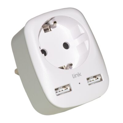 ADATTATORE MULTIPRESA DA MURO SPINA ITALIANA 10A CON 2 PORTE USB E UNA PRESA 2 POLI