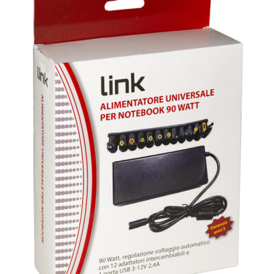 ALIMENTATORE UNIVERSALE PER NOTEBOOK 90 WATT 5A MAX, REGOLAZIONE AUTOMATICA 12-20 VOLT CON 12 ADATTATORI , 1 PORTA USB PER RICARICA 5 VOLT 18 WATT