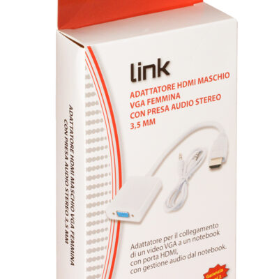 ADATTATORE HDMI® TIPO A MASCHIO A VGA FEMMINA CON AUDIO BIANCO