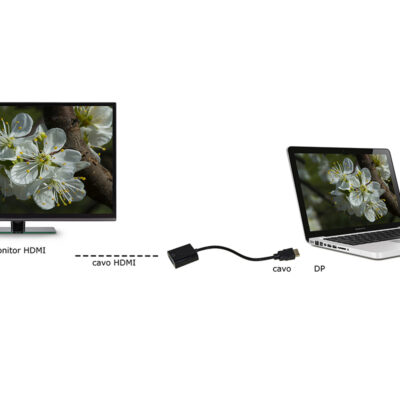 ADATTATORE DISPLAYPORT 1.2 MASCHIO – HDMI® 1.4 FEMMINA CONTATTI DORATI 4K@30HZ CM 20
