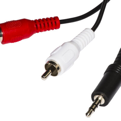 CAVO STEREO CON 1 CONNETTORE 3,5 MM. – 2 CONNETTORI CINCH (RCA) MASCHIO MT. 1,80