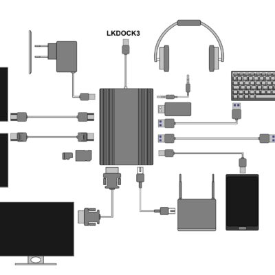 DOCKING STATION USB-C CON 12 PORTE USB, HDMI®, DP, VGA, PD, AUDIO, GIGABIT, CARD, PER NOTEBOOK TABLET SMARTPHONE
