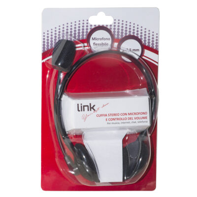 CUFFIA CON MICROFONO ORIENTABILE, CONNETTORE 1 X 3,5 MM E CONTROLLO VOLUME