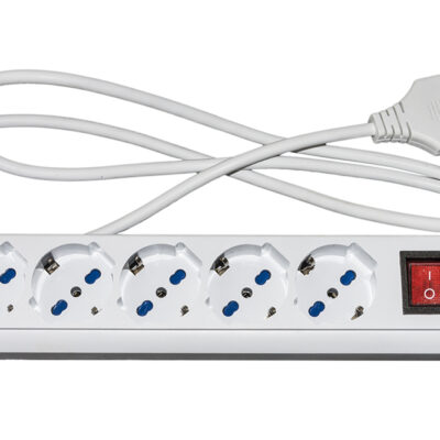 MULTIPRESA 5 PRESE UNIVERSALI ITA/SCHUKO 10/16 A – SPINA 16 A CON INTERRUTTORE