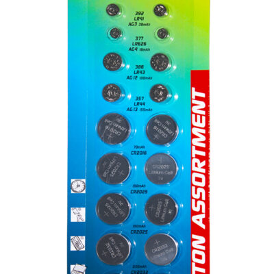 ASSORTIMENTO 18 BATTERIE A BOTTONE ASSORTITE 2 LR41, 2 LR626, 2 LK43, 2 LR44, 4 CR2032, 4 CR2025, 2 CR2016