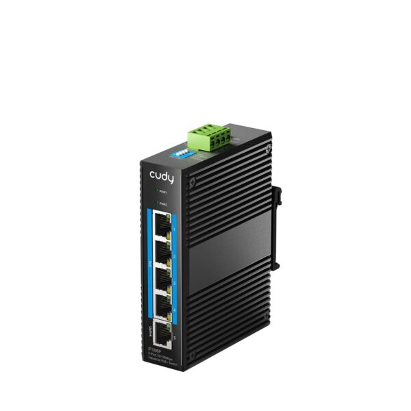 Switch PoE+ industriale a 5 porte 10/100 Mbps